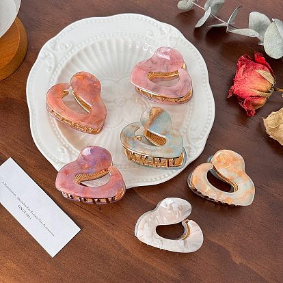 Заколки для волос из ацетата целлюлозы и железных когтей, аксессуары для волос для женщин и девочек, сердце