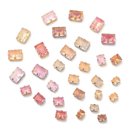 Латунные стеклянные стразы пришивные стразы, граненые, прямоугольные