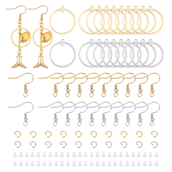 Набор для изготовления сережек своими руками, в том числе 201 подвески из нержавеющей стали, 304 крючки и кольца из нержавеющей стали для серег, пластиковые гайки для ушей