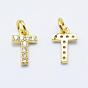 Brass Micro Pave Grade AAA Cubic Zirconia Charms, Letter T, Cadmium Free & Nickel Free & Lead Free