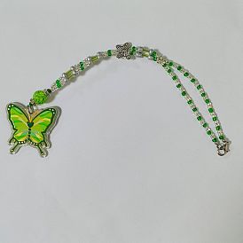 Schmetterling Acryl & Samenglas Auto Anhänger Dekoration, mit Alu-Karabiner Schnallen