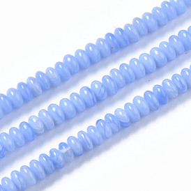 Brins de perles d'agate en dentelle bleue synthétique, teint, rondelle