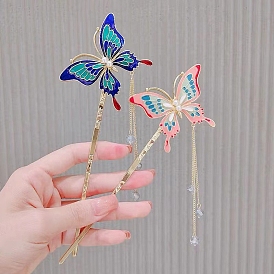 Alloy Enamel Hair Sticks, Butterfly