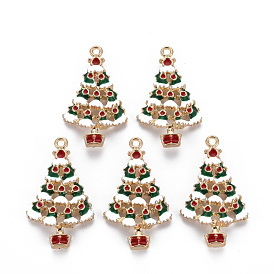 Crémaillère placage pendentifs en émail d'alliage, sans cadmium et sans nickel et sans plomb, arbres de Noël, or et de lumière