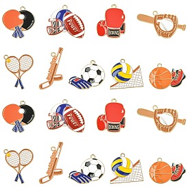 36шт. 9 стили спортивные подвески из цинкового сплава с эмалью, золотые