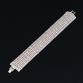 Sparkling Rhinestone Bracelet for Women - Elegant Wide Bangle with Full Diamond Accents (B267)