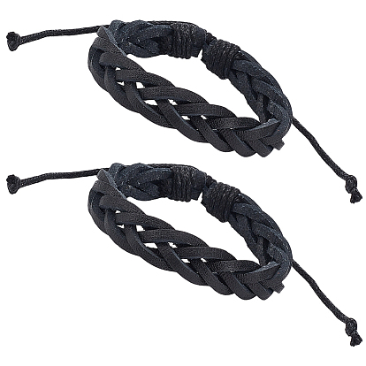 2 шт. плетеные браслеты из искусственной кожи для мужчин и женщин