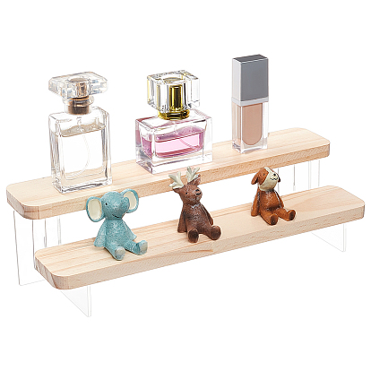 2-ярусная акриловая модель для демонстрации игрушек, деревянная многоярусная стойка для косметики, маленькие украшения, хранение минифигурок