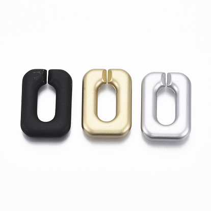 Spray Painted CCB Plastic Linking Rings, Quick Link Connectors, For Jewelry Cross Chains Making, Rectangle