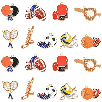 36шт. 9 стили спортивные подвески из цинкового сплава с эмалью, золотые