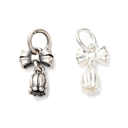 S 925 подвески из стерлингового серебра, с кольцами для прыжков, бант с подвесками в виде цветка тюльпана, с печатью 925