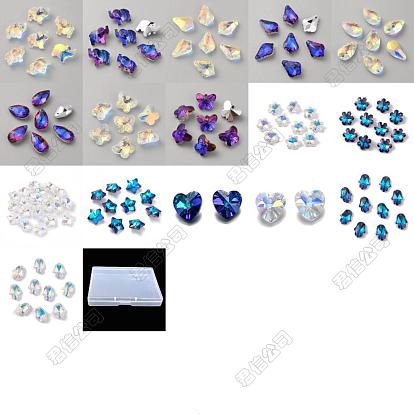 DIY Jewelry Making Finding Kit, Including 48Pcs 16 Styles Glass Beads & Pendnants, Elephant & Leaf & Butterfly & Snowflake & Star & Hamsa Hand