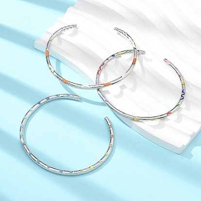 Латунные браслеты с открытыми манжетами для женщин, с эмалью, долговечный