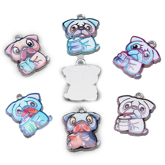 Подвески из эмали и сплава, милый мопс-талисман, платина