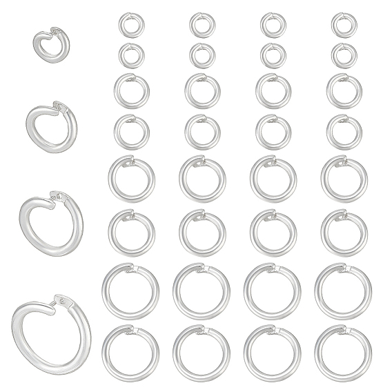 40Pcs 4 Styles Brass Open Jump Rings, Round