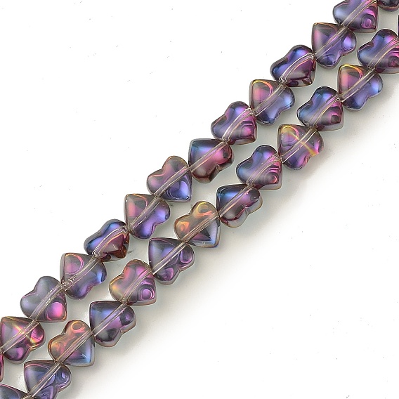 Electroplate Transparent Glass Beads Strands, Half Plated, Heart
