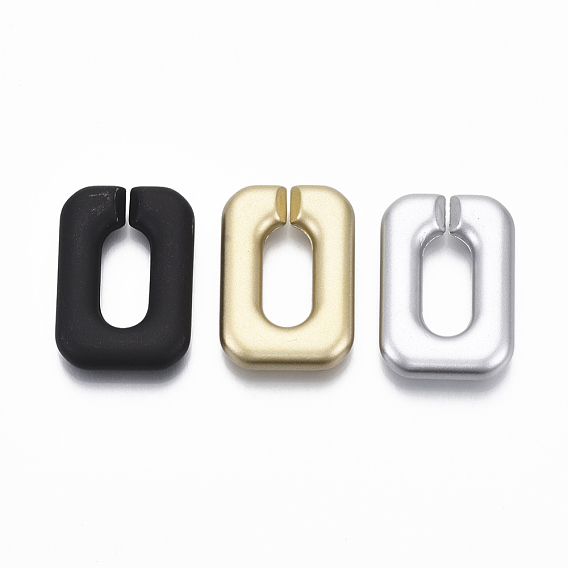 Spray Painted CCB Plastic Linking Rings, Quick Link Connectors, For Jewelry Cross Chains Making, Rectangle