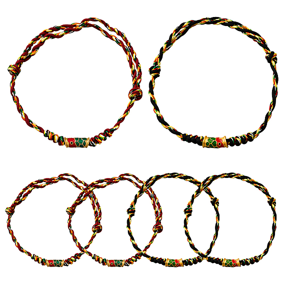 8шт. 2 цвета плетеные браслеты из хлопчатобумажных ниток, эмалевые браслеты-талисманы в виде рыб для мужчин и женщин