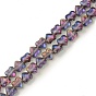 Electroplate Transparent Glass Beads Strands, Half Plated, Heart