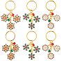 6шт 3 стиль сплава горный хрусталь брелок, снежинка, с железными кольцами