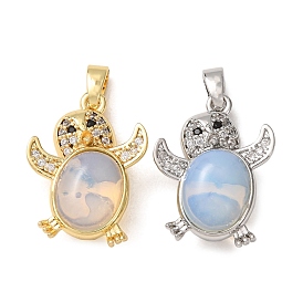 Opalite подвески, Подвески в виде совы с микропаве из латуни и прозрачными кубическими циркониями в оправе