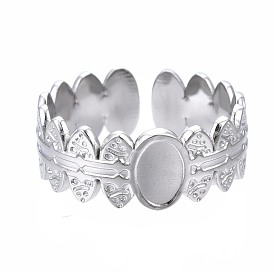 304 овальное открытое манжетное кольцо из нержавеющей стали, массивное кольцо для женщин