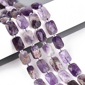 Природный аметист нитей бисера, прямоугольные, граненые, с бисером