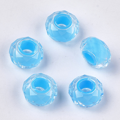 Resin Beads, Large Hole Beads, Faceted, Rondelle