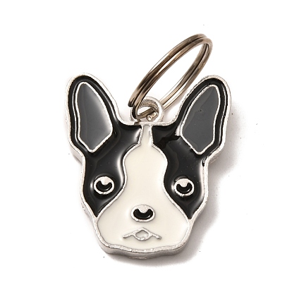 Aolly Pendants, with Enamel, Iron Jump Ring, Boston Terrier Shape