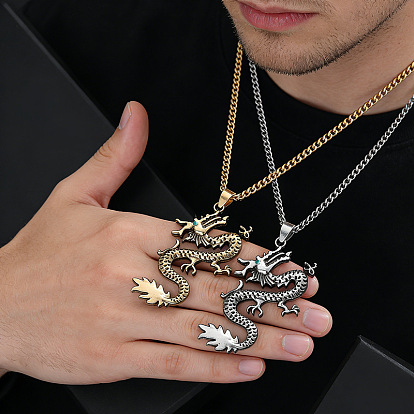 Collares colgantes de aleación vintage, dragón
