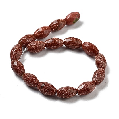 Synthetic Goldstone Beads Strands, Faceted Rice