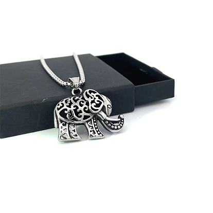 Винтажные полые ожерелья из нержавеющей стали в форме слона для любителей животных