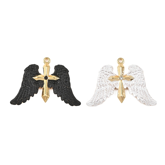 Краску для запекания 304 нержавеющая сталь с подвесками из страз, крыло с крестообразными подвесками, вакуумное покрытие pvd, реальный 18 k позолоченный