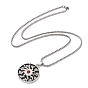 201 Stainless Steel Chain,  Zinc Alloy Pendant Necklaces, Flat Round with Sun
