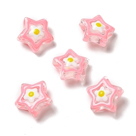 Transparent Glass Beads, with Enamel, Star
