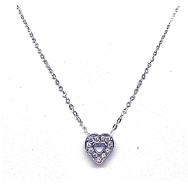 Colliers pour femmes avec pendentif cœur en alliage, cristal et strass, chaîne en fer et câble.