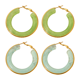 2пары 2цветные серьги-кольца из нержавеющей стали, золотые