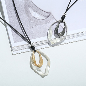 Ромбовидный сплав подвеска черный вощеный шнур ожерелья для женщин