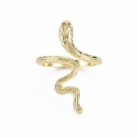 Snake Shape Rack Plating Alloy Cuff Rings, Open Rings, Cadmium Free & Lead Free