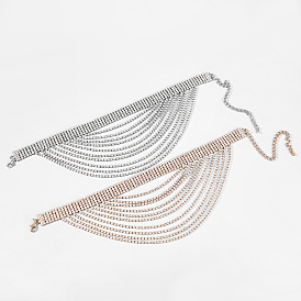 Exaggerated Multi-layered Diamond and Rhinestone Alloy Necklace for Fashion-forward Women