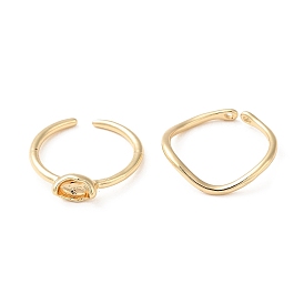 Zinc Alloy and 14K Gold Open Cuff Ring, Brass Jewelry for Women