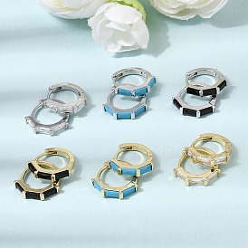 Серьги-кольца из латуни с паве из кубического циркония, стойки покрытие, долговечный, без кадмия и без свинца, настоящий 18k позолоченный/платиновый