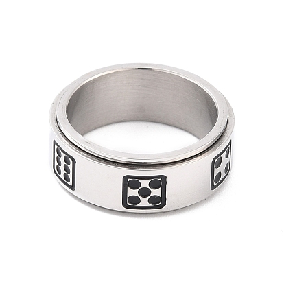 Titanium Steel Spinner Ring, with Dice Pattern, Wide Band Rings for Men
