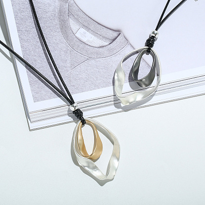 Ромбовидный сплав подвеска черный вощеный шнур ожерелья для женщин