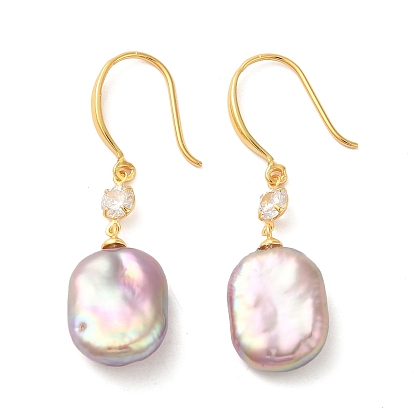 Стерлингов серебряные серьги мотаться, с натуральной жемчужиной, цирконий, украшения для женщин, овальные