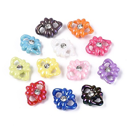 Кольца-связки из непрозрачного акрила с кристаллами и стразами, покрытые УФ-лаком, разъемы для быстрой связи, жемчужные, для изготовления бордюрных цепей, бантом