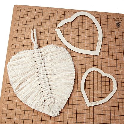 Wood Tassel Fringe Trimming Tool, Macrame Feather/Round Tool, Macrame Trimmer, Macrame Cutting Guide, with Rubber Band