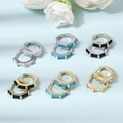 Серьги-кольца из латуни с паве из кубического циркония, стойки покрытие, долговечный, без кадмия и без свинца, настоящий 18k позолоченный/платиновый