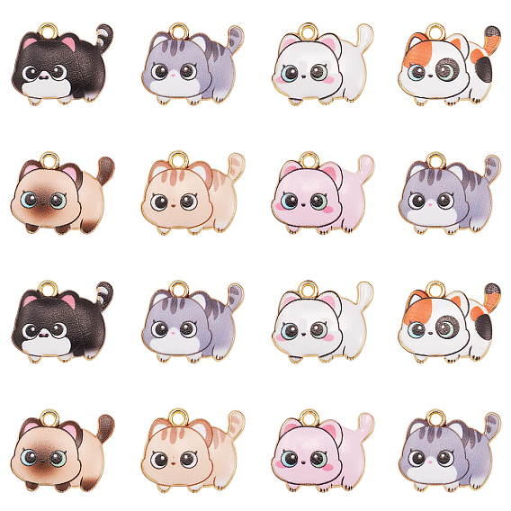 35 шт 7 стили подвески из сплава с принтом, кошка прелести