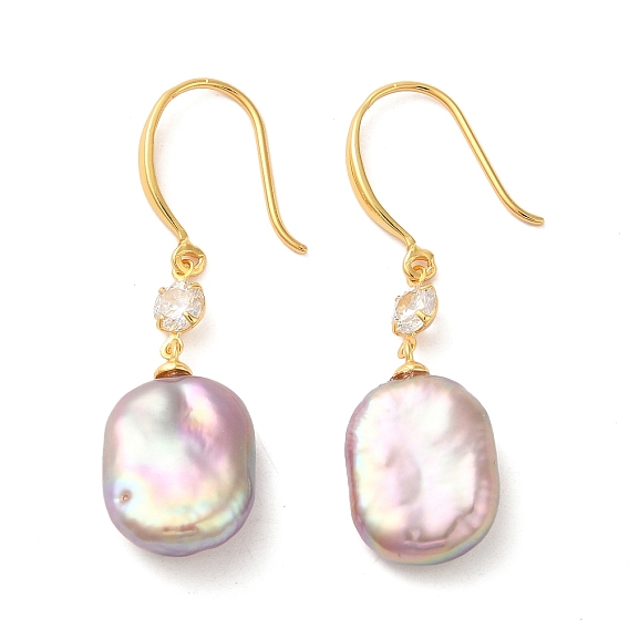 Стерлингов серебряные серьги мотаться, с натуральной жемчужиной, цирконий, украшения для женщин, овальные